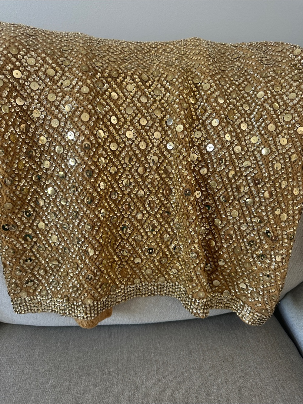 Embellished Gold Sequin Women's Cardigan Sweater - Picture 11 of 11